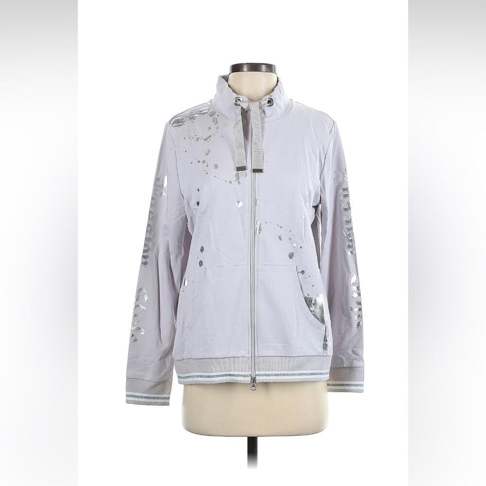 Passioni German designed silver splatter zip up jacket, size small
